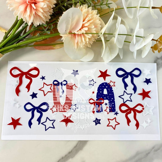 USA Bows and Stars | 16 oz UV DTF Wrap