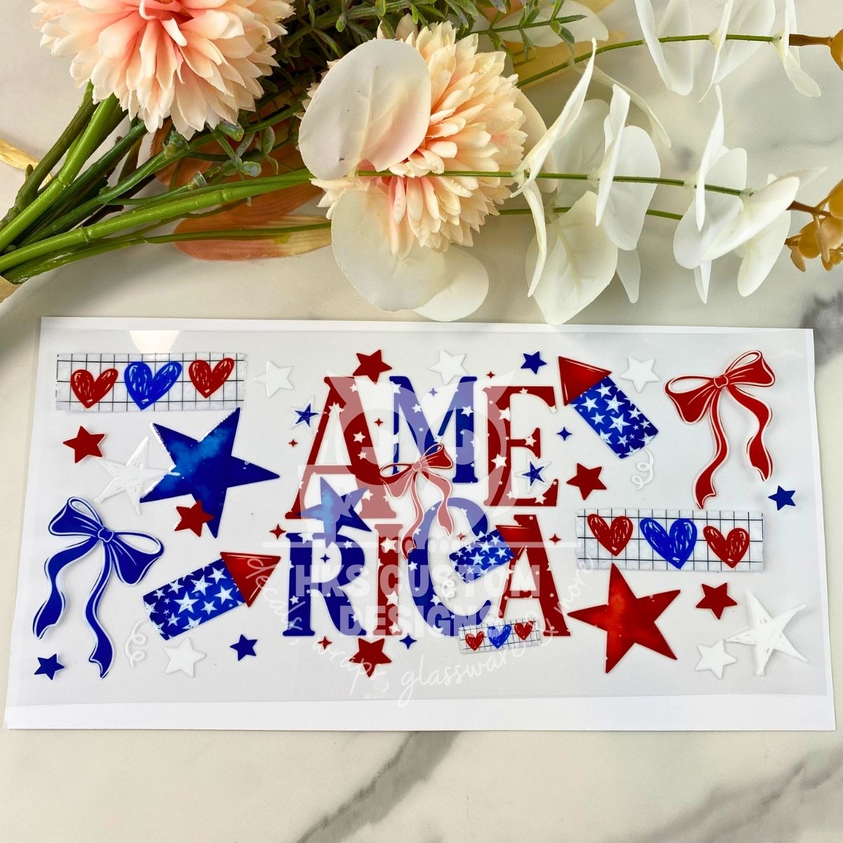 America Bows and Stars2 | 16 oz UV DTF Wrap