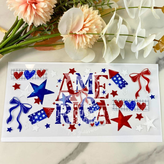 America Bows and Stars2 | 16 oz UV DTF Wrap