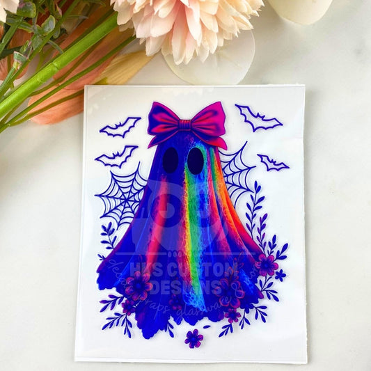 Neon Blue Ghost | 4" UV DTF Decal