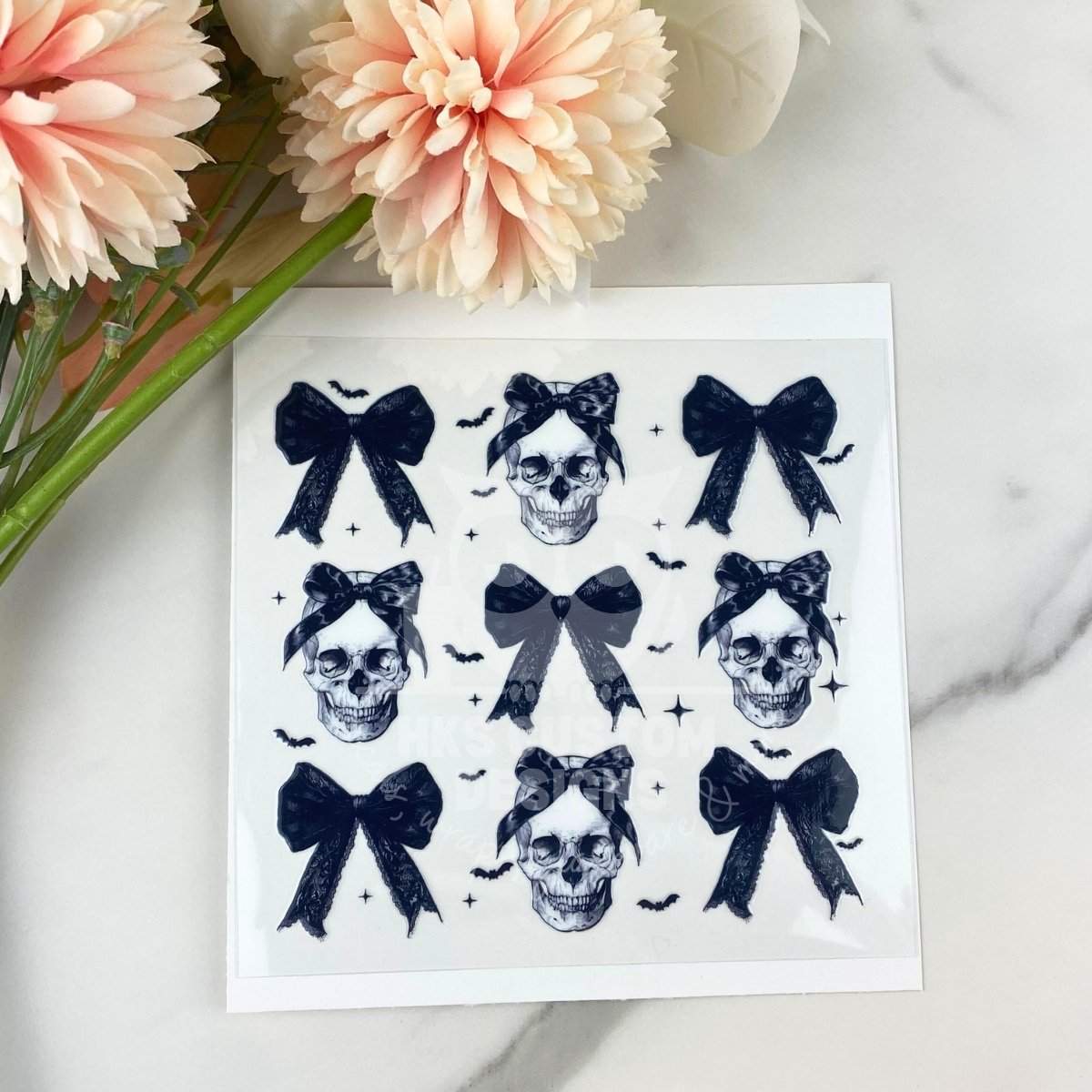 Skeleton & Black Bows | 4" UV DTF Decal