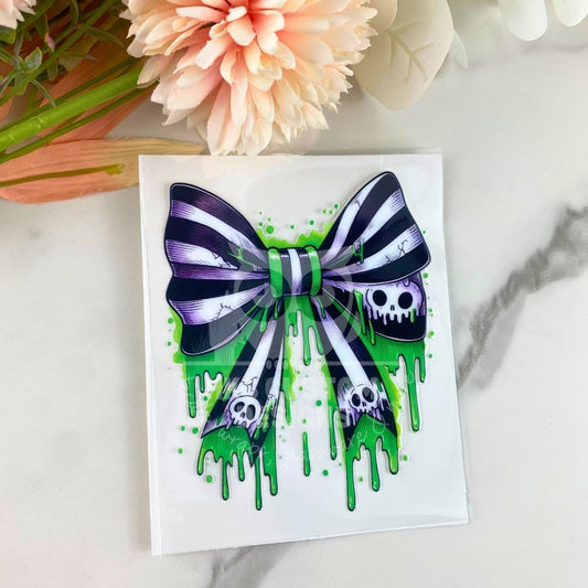 Striped Halloween Bow | 4" UV DTF Decal