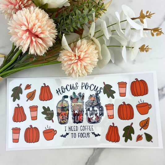 Hocus Pocus I Need Coffee | 16 oz UV DTF Wrap