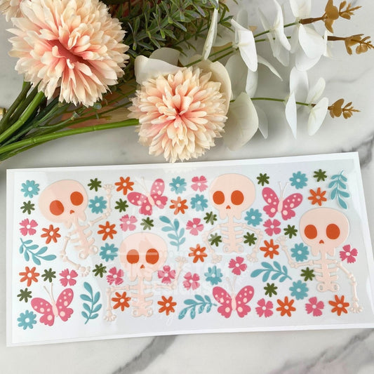 Floral Skeleton | 16 oz UV DTF Wrap