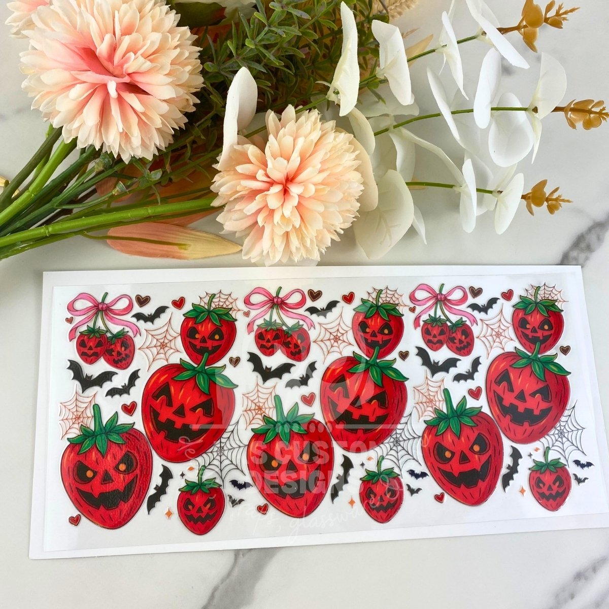 Strawberry Jackolanterns | 16 oz UV DTF Wrap