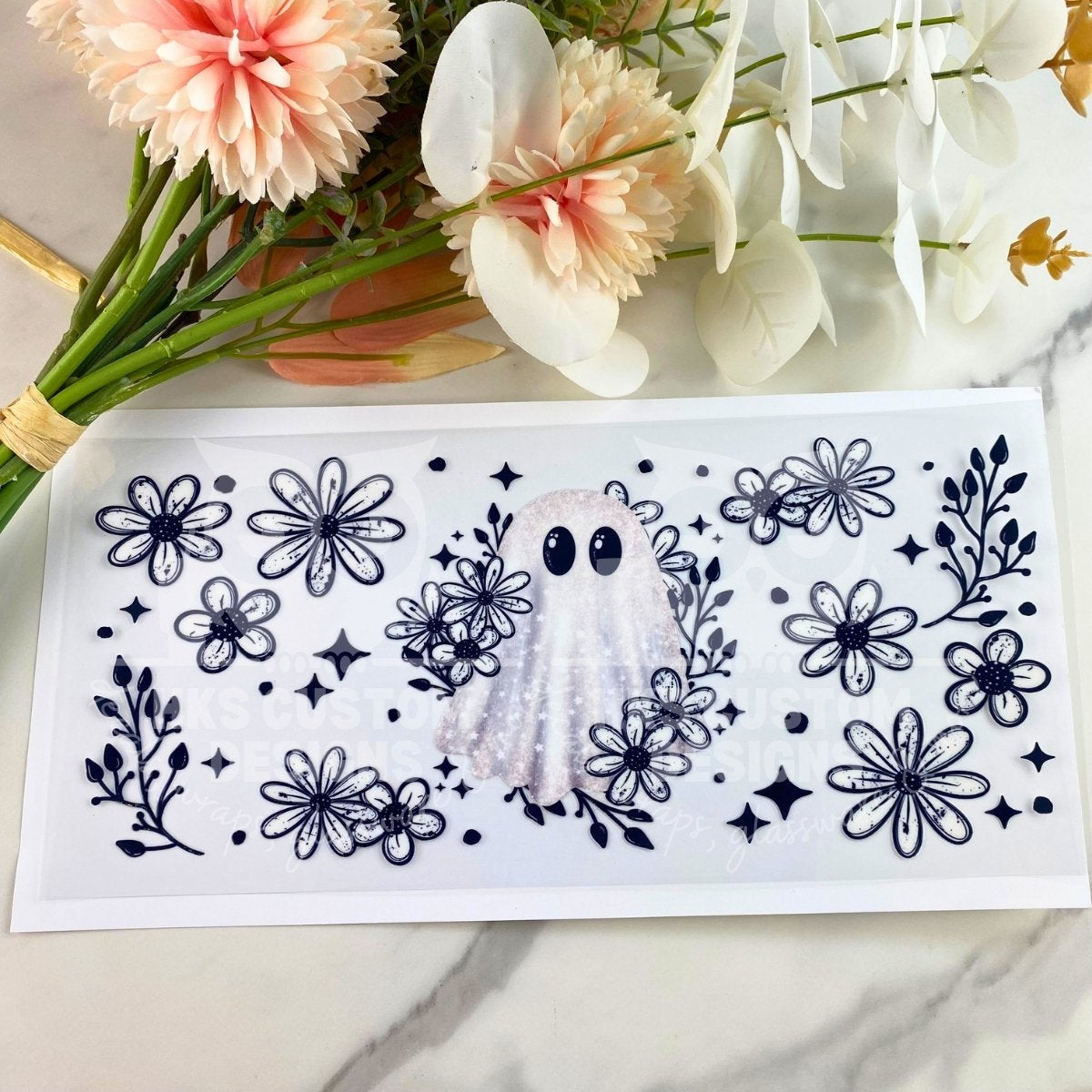 Floral 1 Ghost | 16 oz UV DTF Wrap