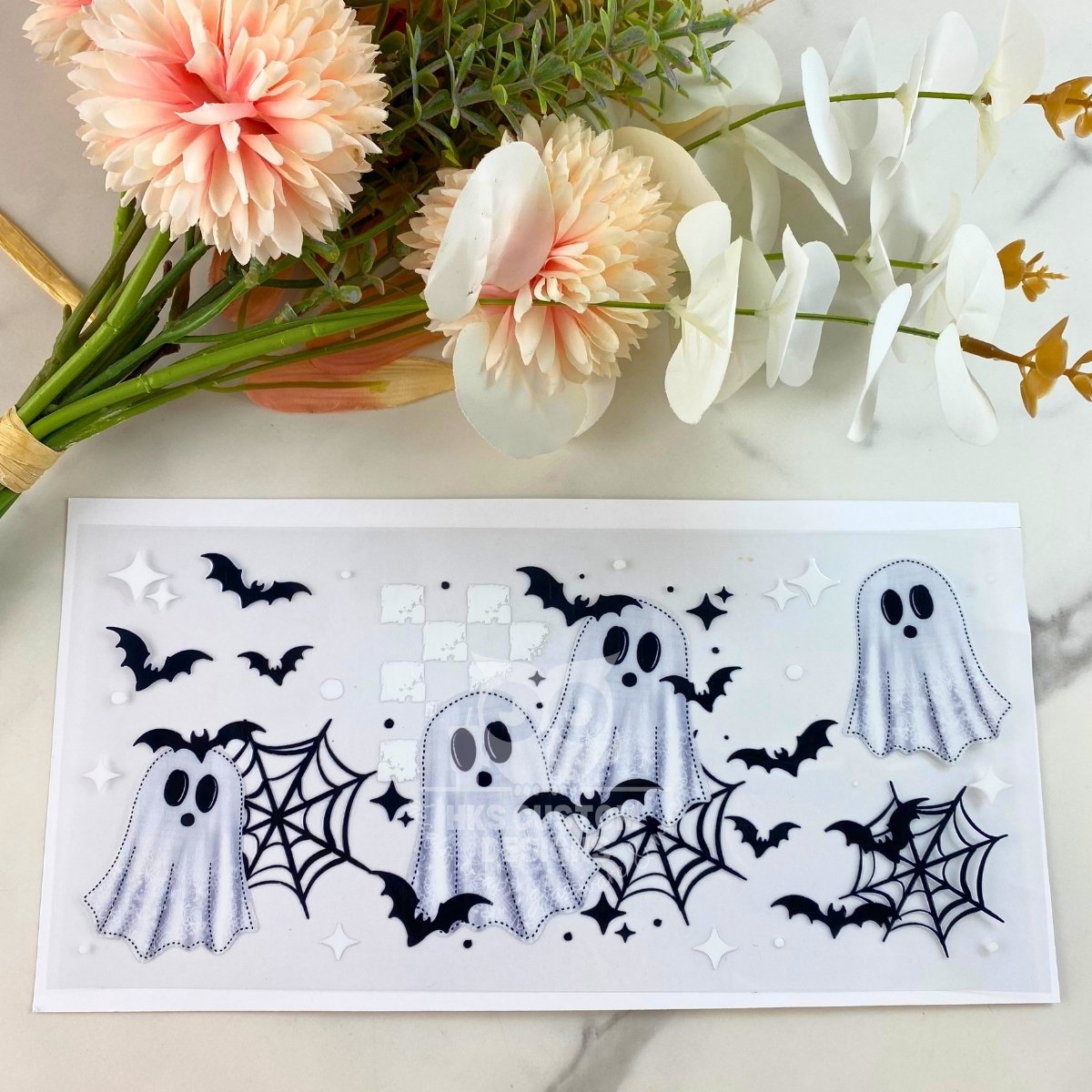 Black & White Ghosts | 16 oz UV DTF Wrap