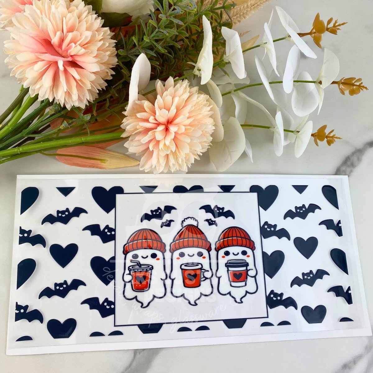 Three Coffee Ghosts | 16 oz UV DTF Wrap