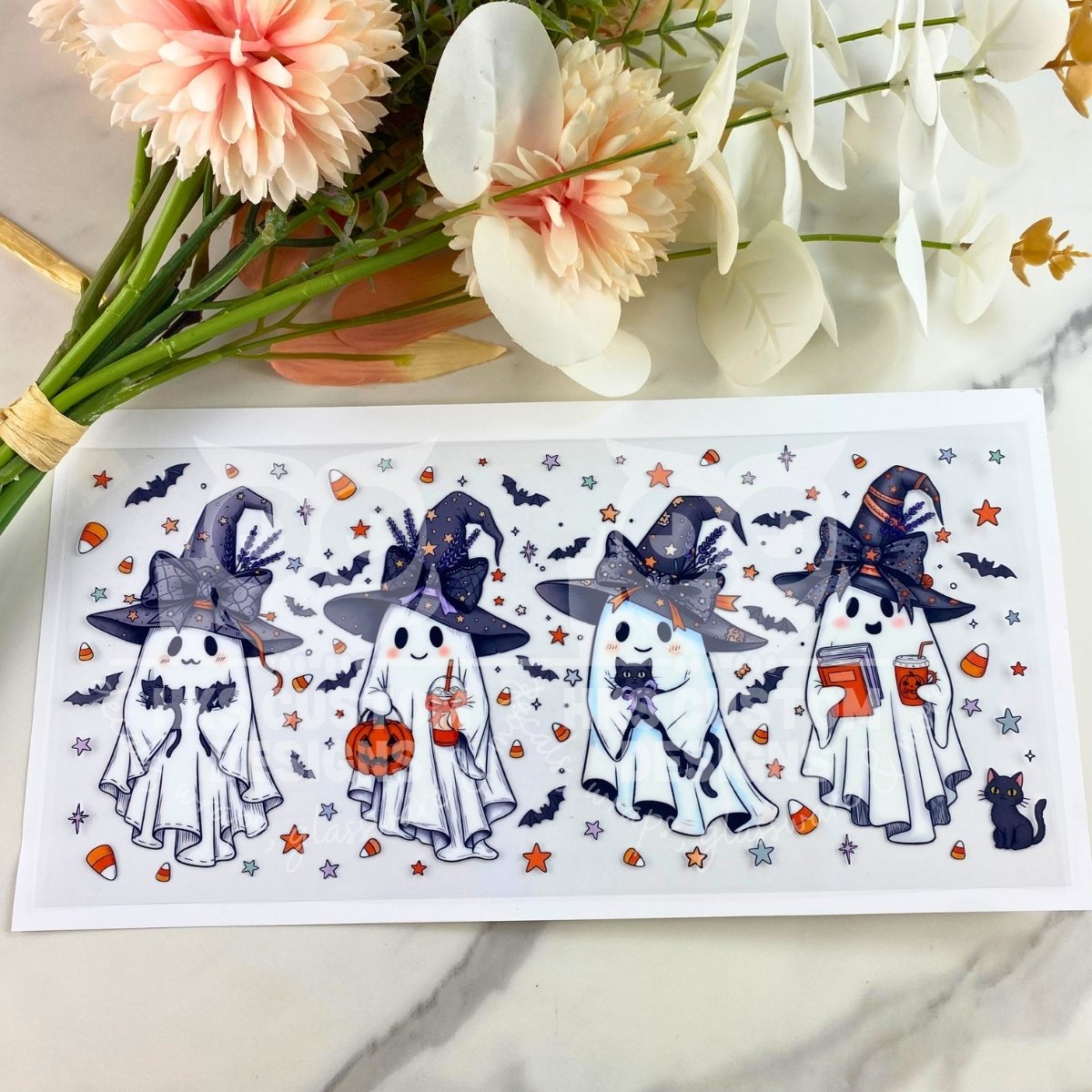 4 Coffee Ghosts | 16 oz UV DTF Wrap