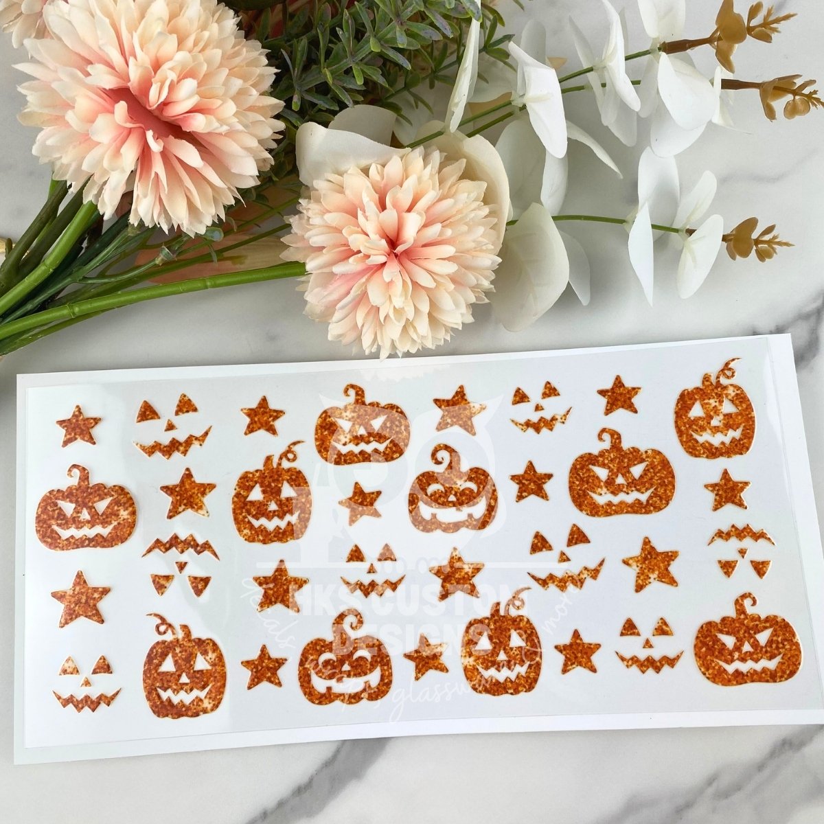Orange Sparkle Pumpkin | 16 oz UV DTF Wrap