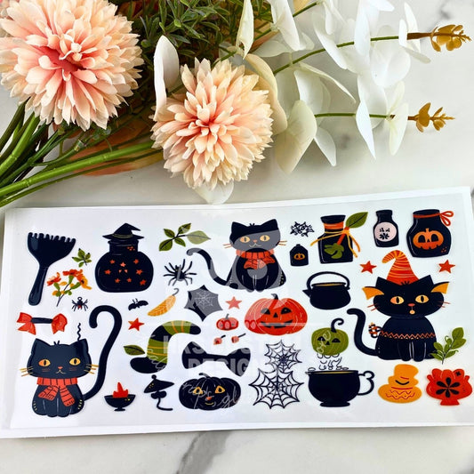 Black Cats Halloween | 16 oz UV DTF Wrap