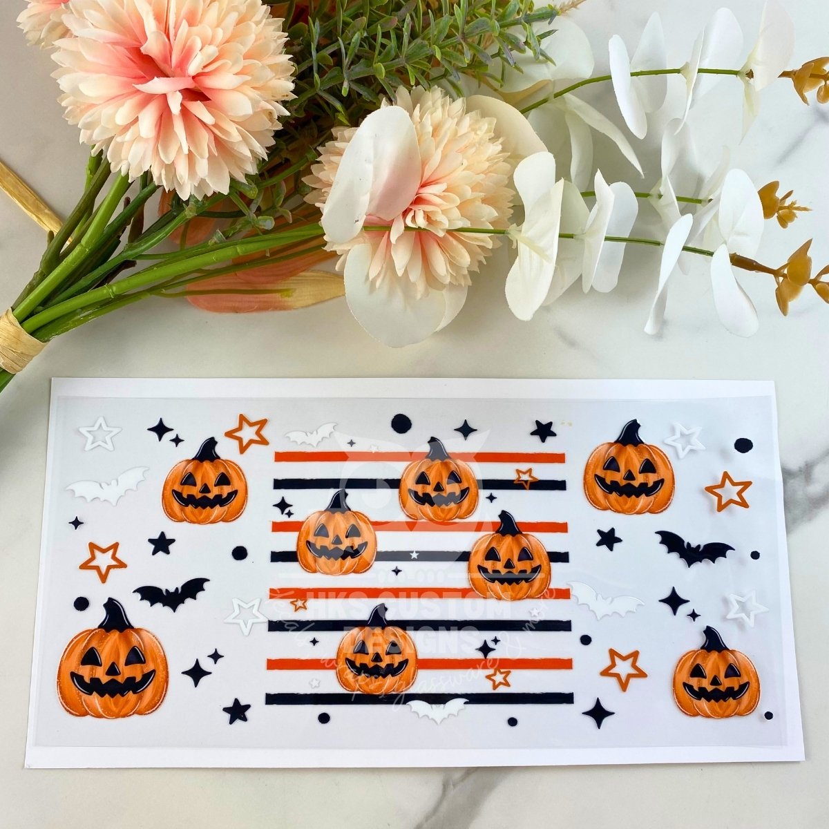Striped Pumpkin | 16 oz UV DTF Wrap