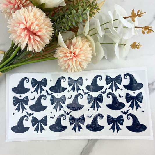 Black Bows & Witch Hats | 16 oz UV DTF Wrap