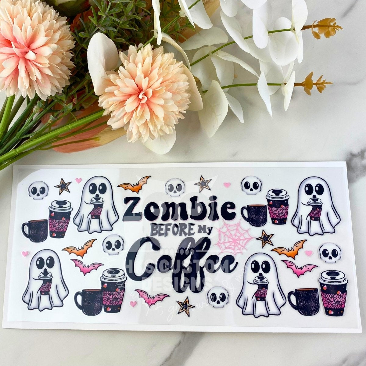 Zombie Before my Coffee | 16 oz UV DTF Wrap