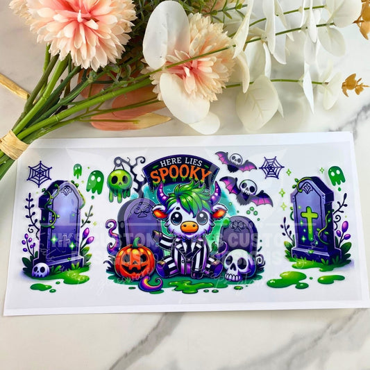 Here Lies Spooky Cow | 16 oz UV DTF Wrap