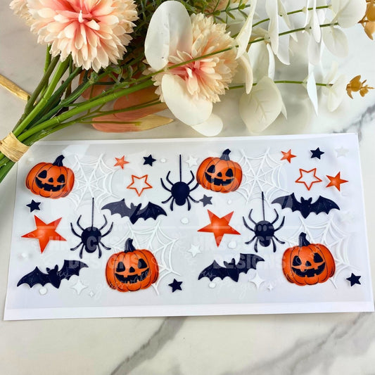 Pumpkin Web Bats | 16 oz UV DTF Wrap