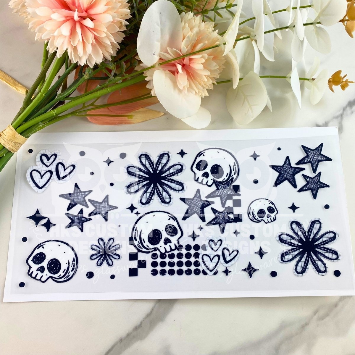 Skull Doodles | 16 oz UV DTF Wrap