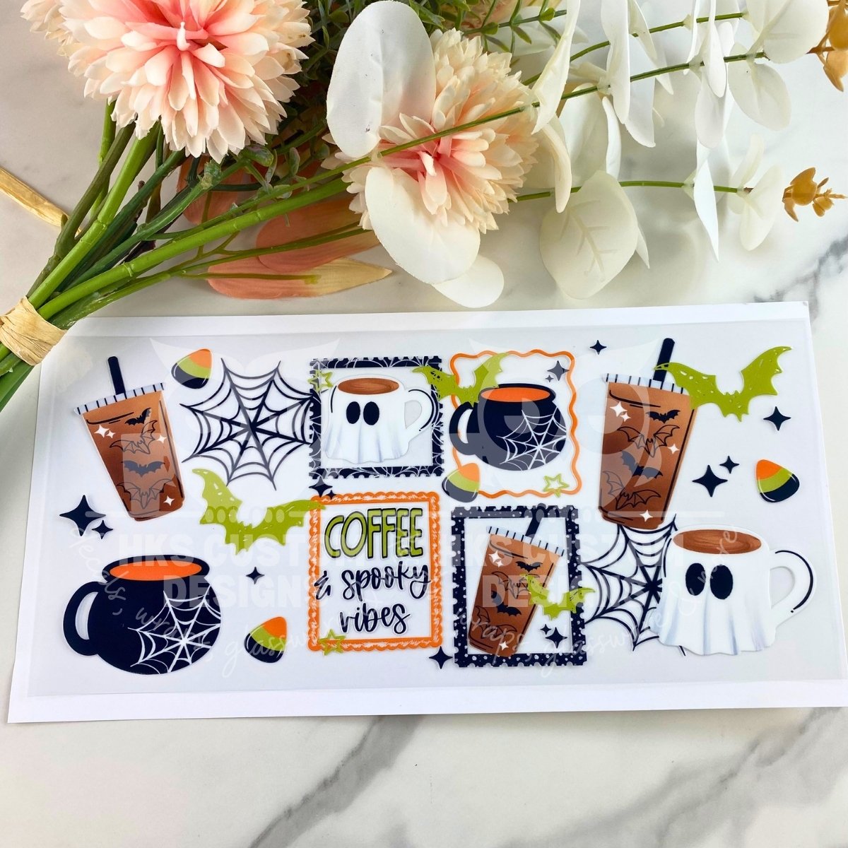 Coffee & Spooky Vibes | 16 oz UV DTF Wrap