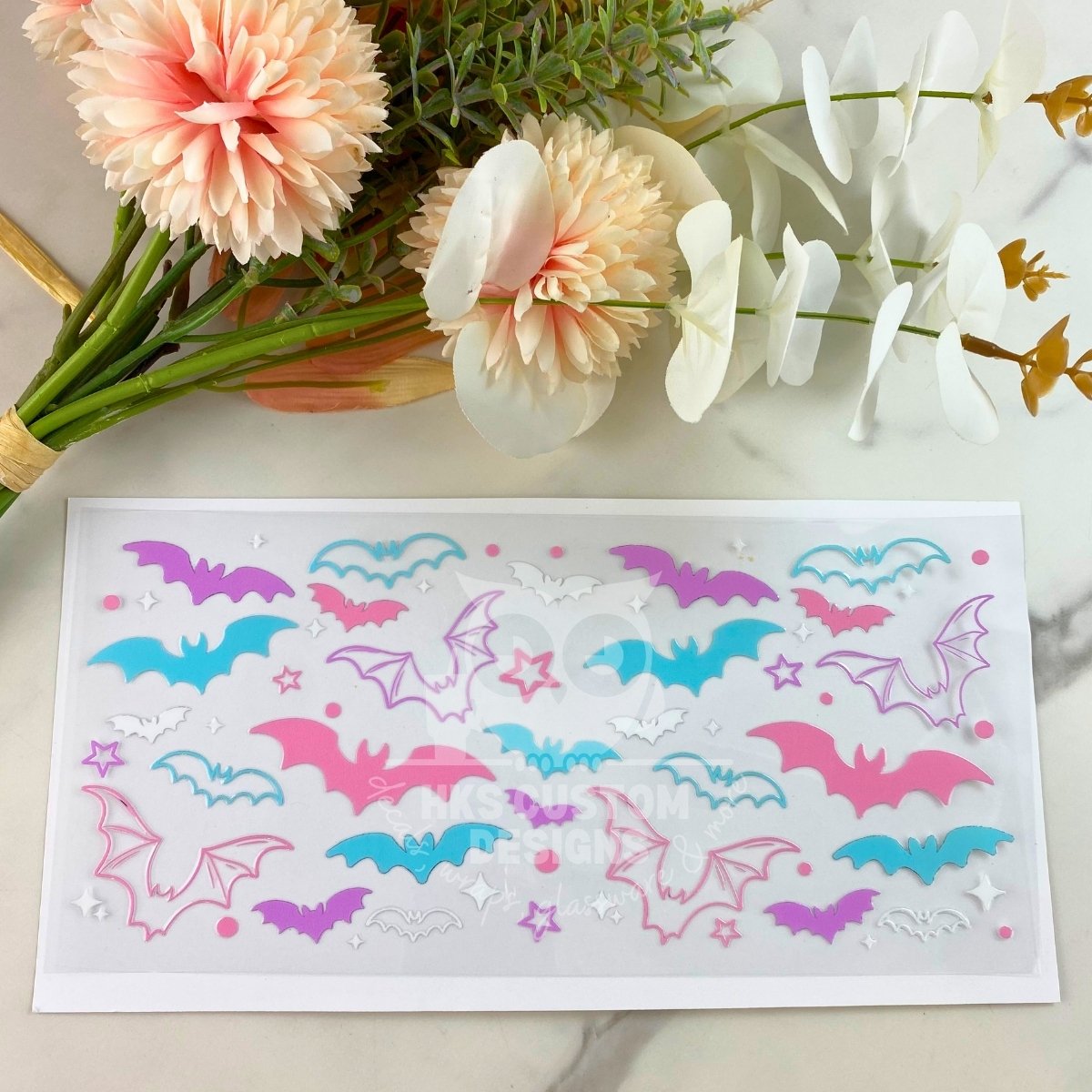 Pastel Bats | 16 oz UV DTF Wrap