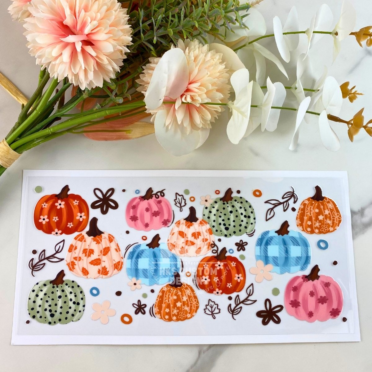 Floral Pumpkins | 16 oz UV DTF Wrap
