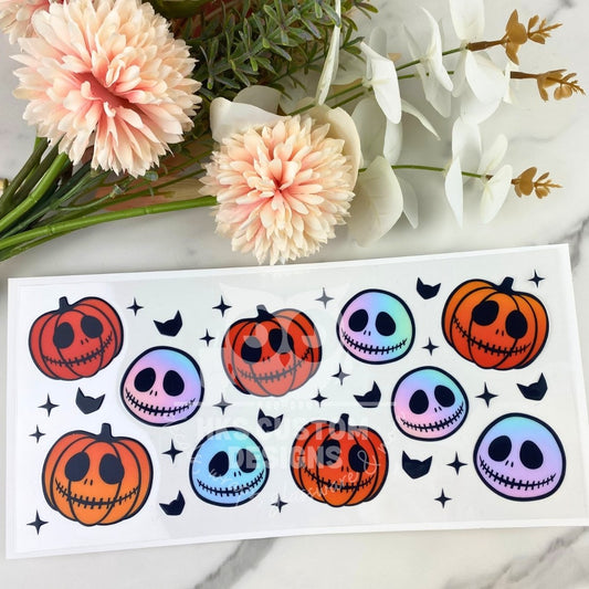Skeleton Pumpkin | 16 oz UV DTF Wrap