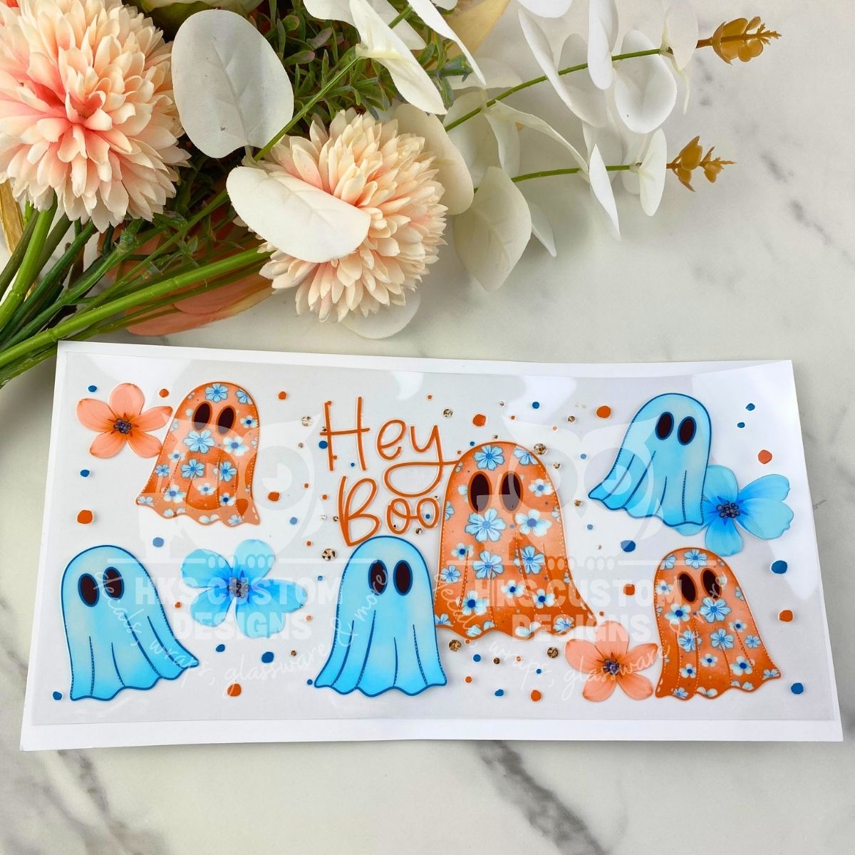 Hey Boo Blue & Orange | 16 oz UV DTF Wrap
