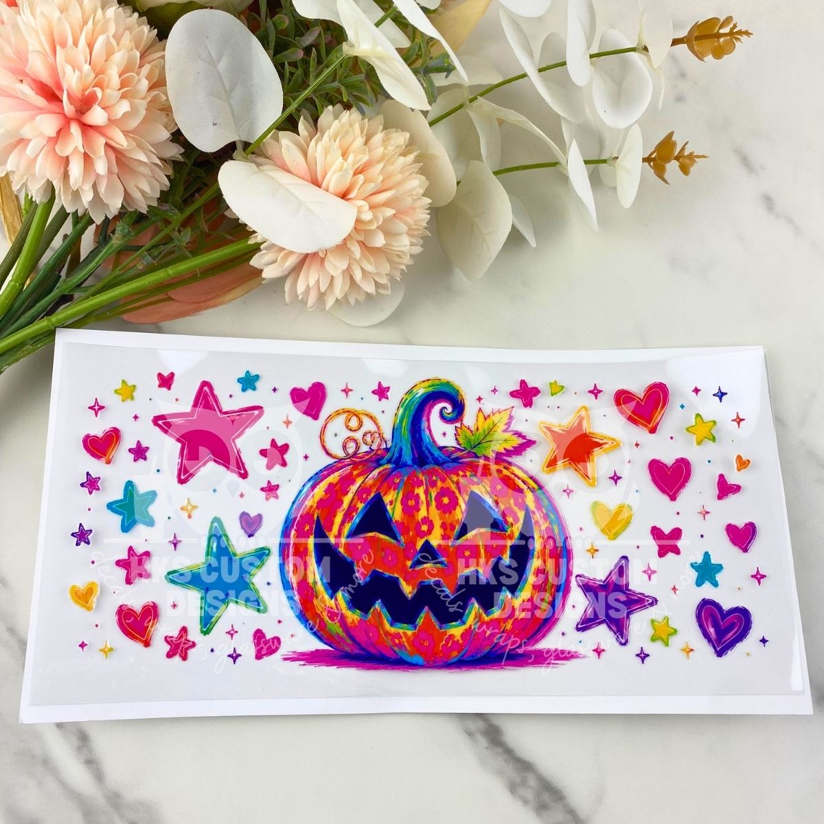 Colorful Jack-o-lantern | 16 oz UV DTF Wrap