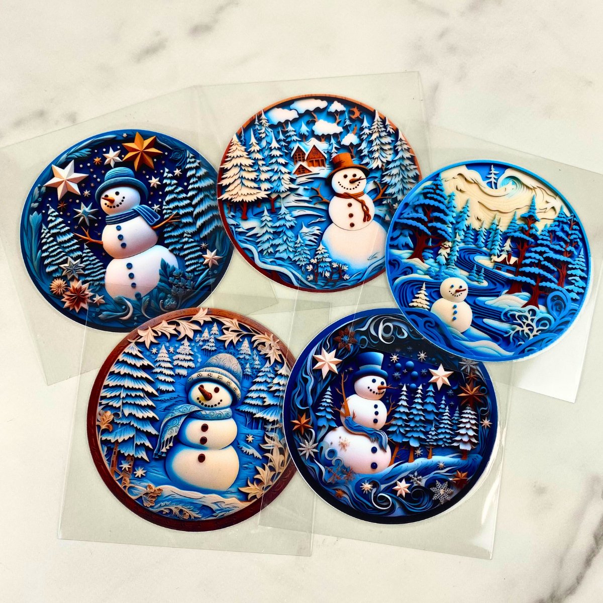 3D Snowman Bundle | 3" UV DTF Ornament Decal