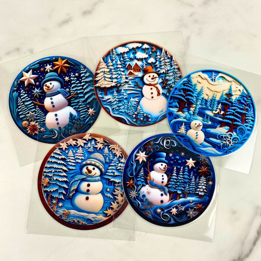 3D Snowman Bundle | 3" UV DTF Ornament Decal