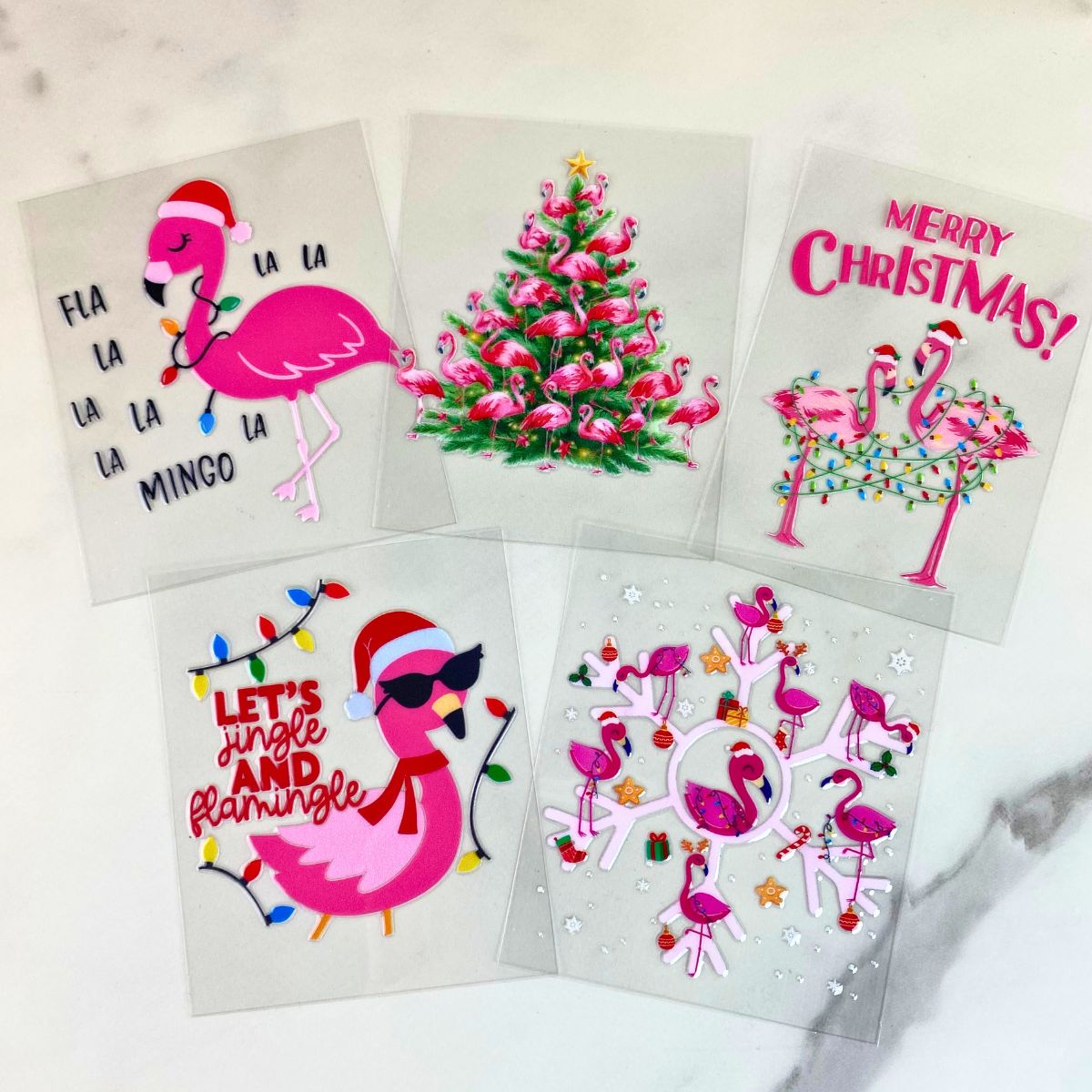 Flamingo Bundle | 3" UV DTF Ornament Decal