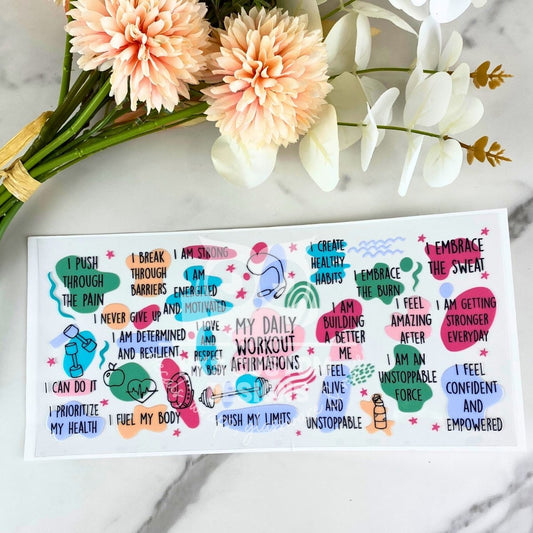Workout Affirmations | 16 oz UV DTF Wrap