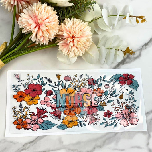 Floral Nurse | 16 oz UV DTF Wrap