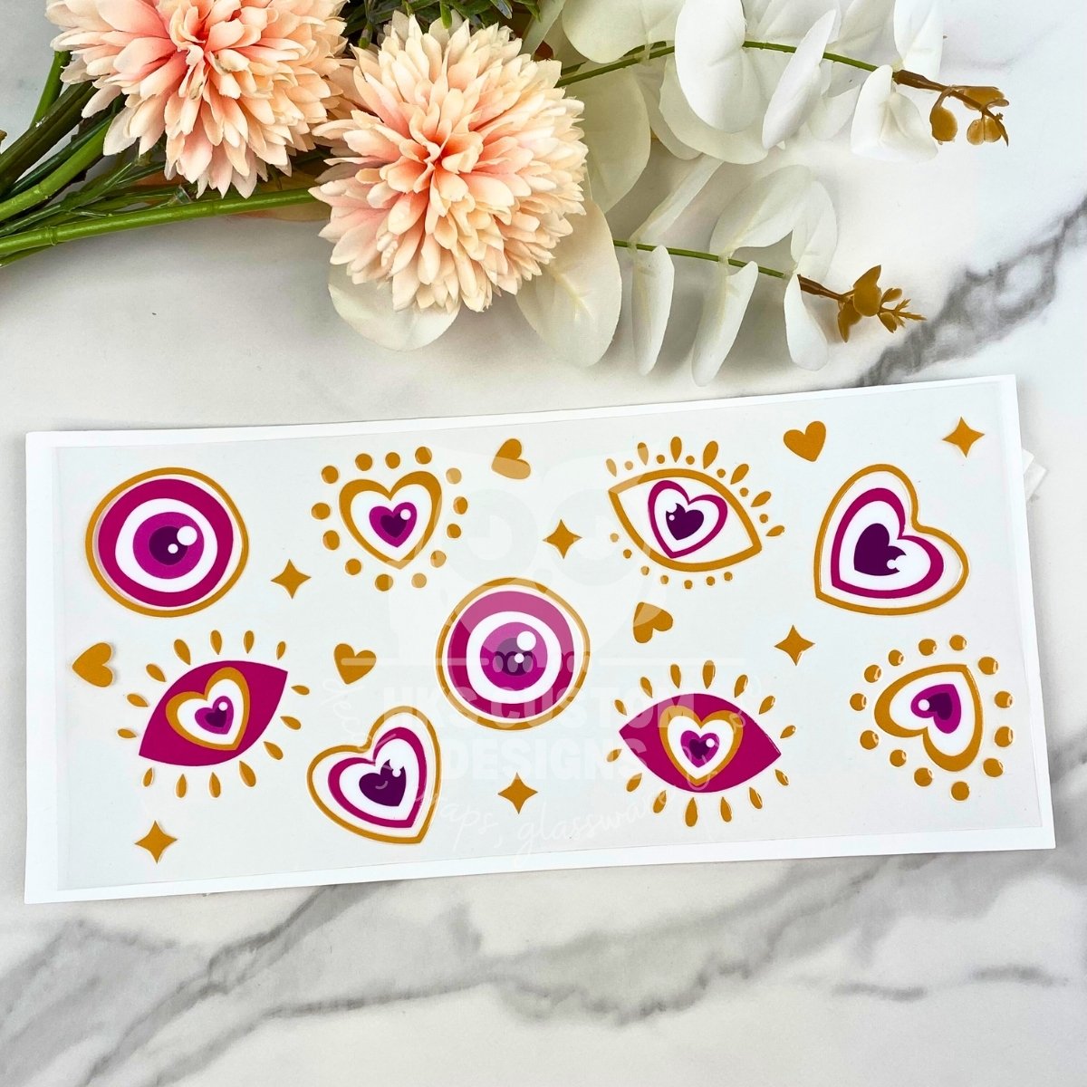 Pink Evil Eye | 16 oz UV DTF Wrap