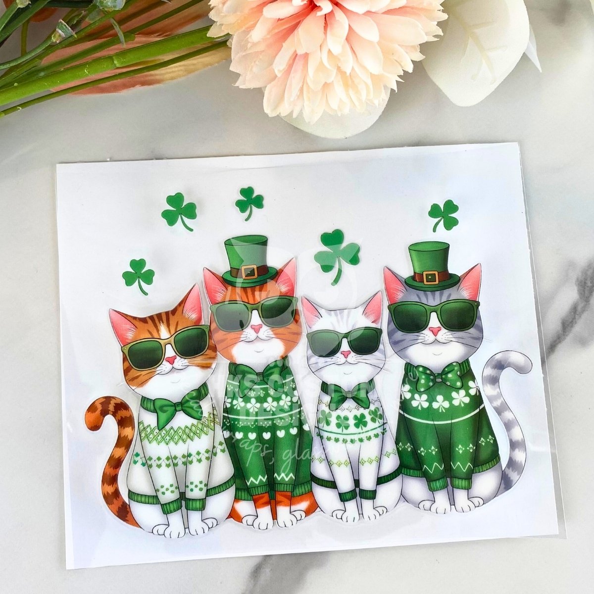 St. Patrick's Day Cats | 4" UV DTF Decal