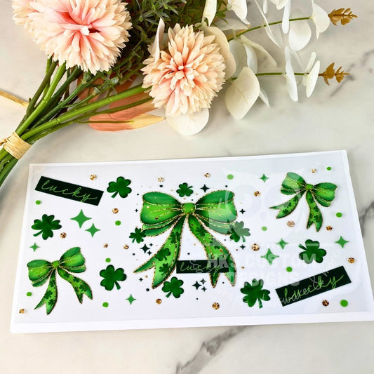 Lucky Green Bow | 16 oz UV DTF Wrap