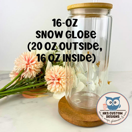16 oz Snow Globe Glass