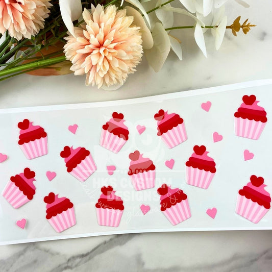 Pink Cupcakes | 16 oz UV DTF Wrap