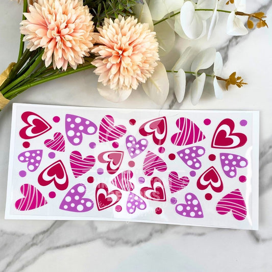 Pink Hearts | 16 oz UV DTF Wrap