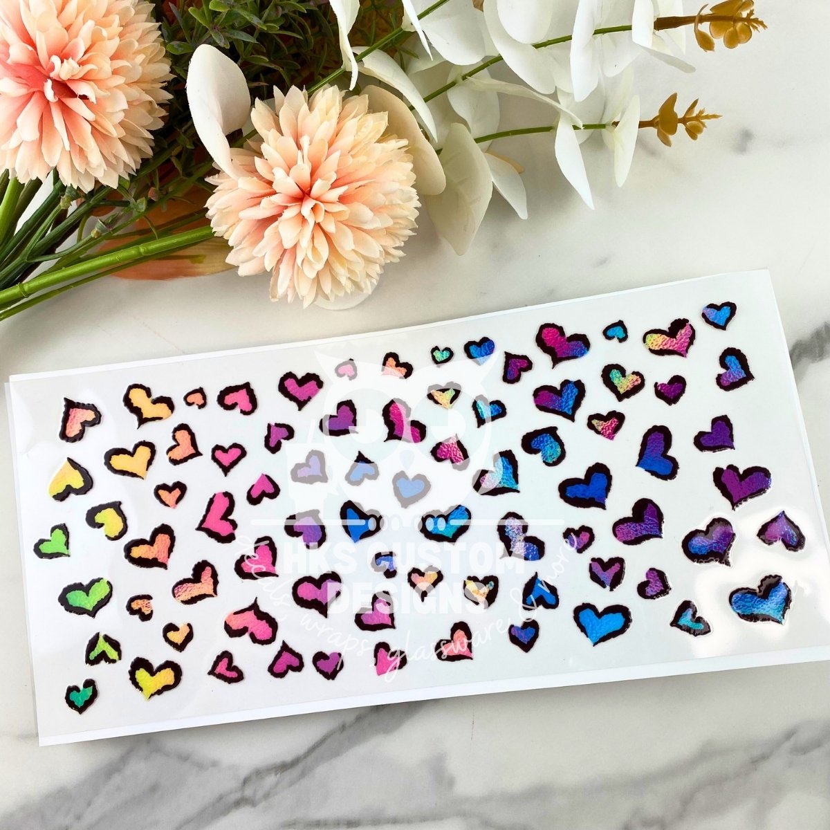 Colorful Hearts | 16 oz UV DTF Wrap