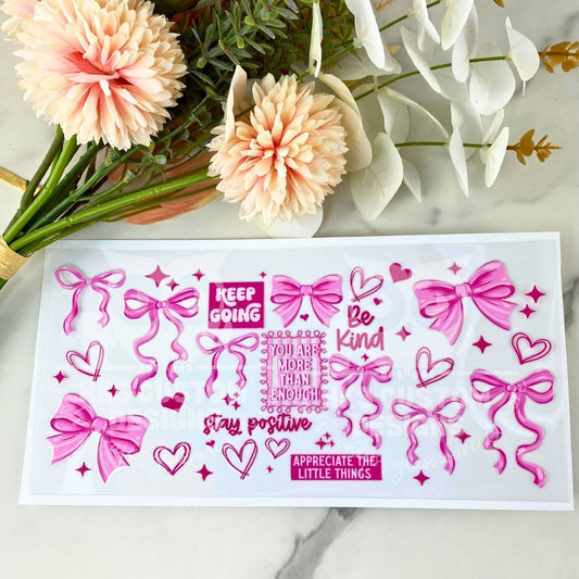 Pink Bow Affirmations | 16 oz UV DTF Wrap