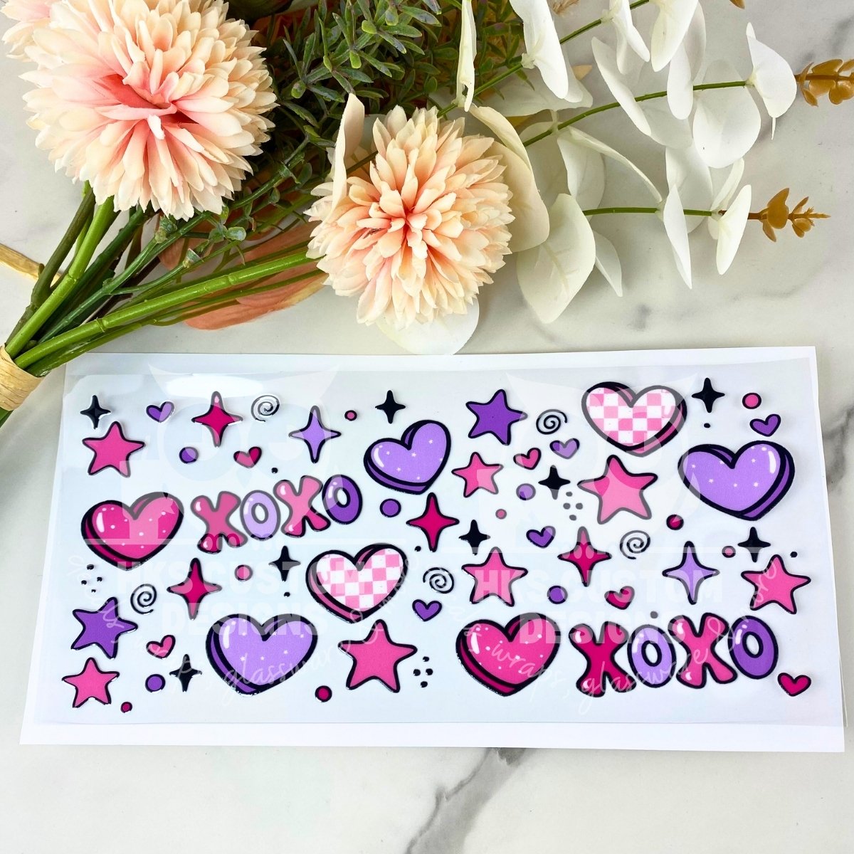 XOXO Hearts and Stars | 16 oz UV DTF Wrap