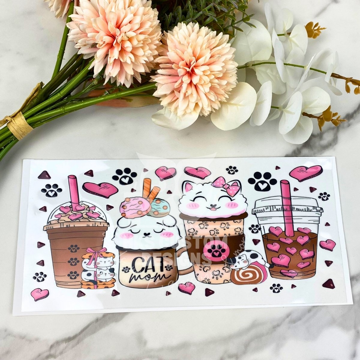Cat Mom (Valentine's Day) | 16 oz UV DTF Wrap