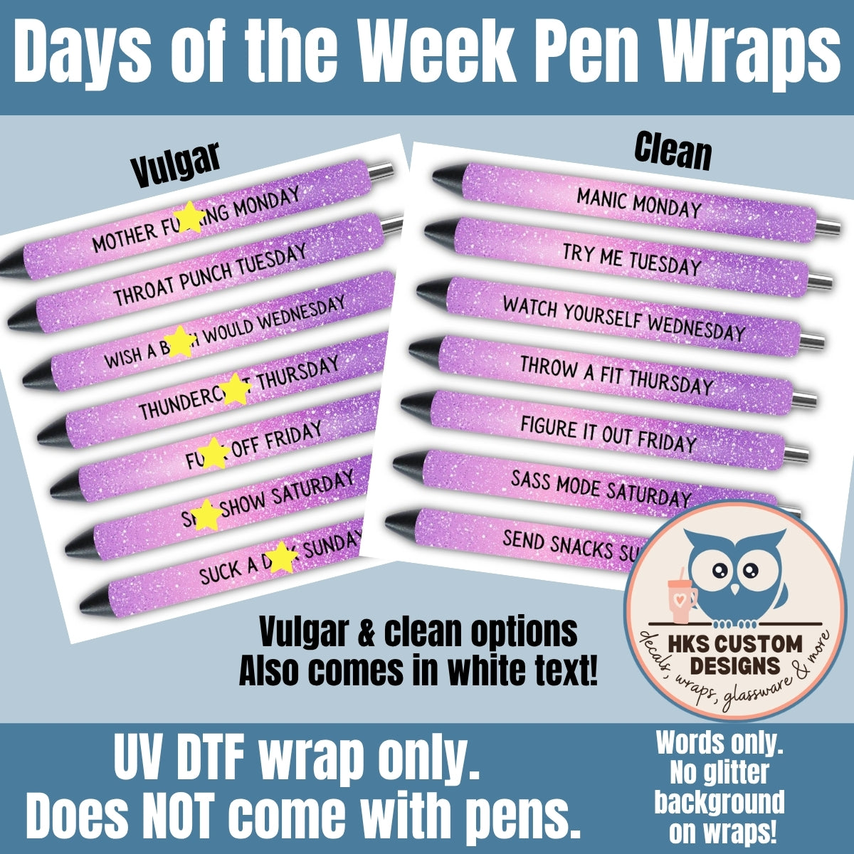 Days of the Week Pen Wraps