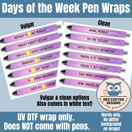 Days of the Week Pen Wraps