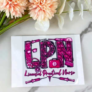 lpn - licensed practical nurse pink decal