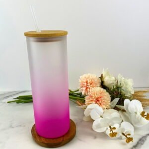 25 oz Pink Frosted Ombre Glass