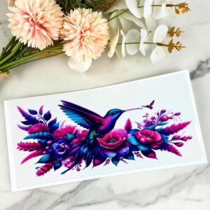 Pink/Blue Hummingbird | 16 oz UV DTF Wrap