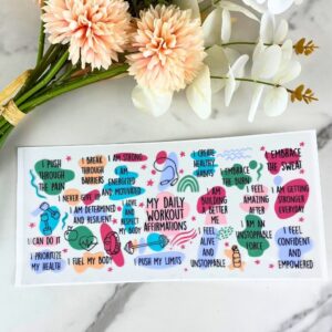 Workout Affirmations | 16 oz UV DTF Wrap