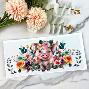 Floral Pig | 16 oz UV DTF Wrap