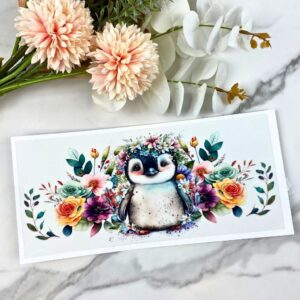 Floral Penguin | 16 oz UV DTF Wrap